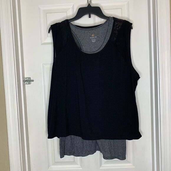 Tangerine Brand Sleeveless Twof Mixed Media Top BLACK Women's Sz XXL - Picture 1 of 9